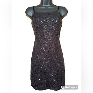 Crystal Sky black sequin cami style mini dress size small